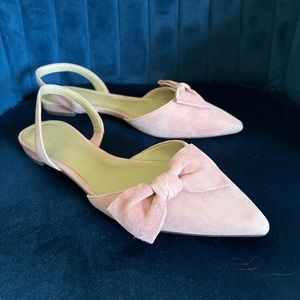 Pink suede sling back shoes